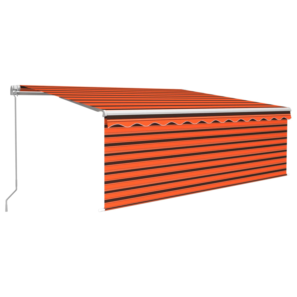 Markise Manuell Einziehbar Mit Rollo & Led Orange & Braun