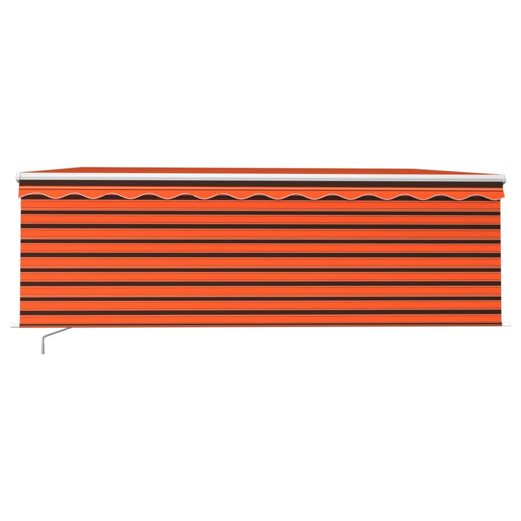 Markise Manuell Einziehbar Mit Rollo & Led Orange & Braun