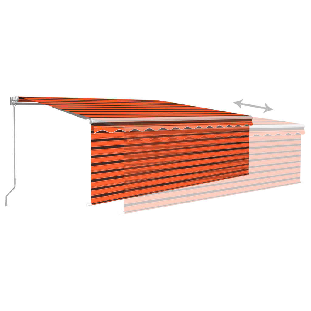 Markise Manuell Einziehbar Mit Rollo & Led Orange & Braun