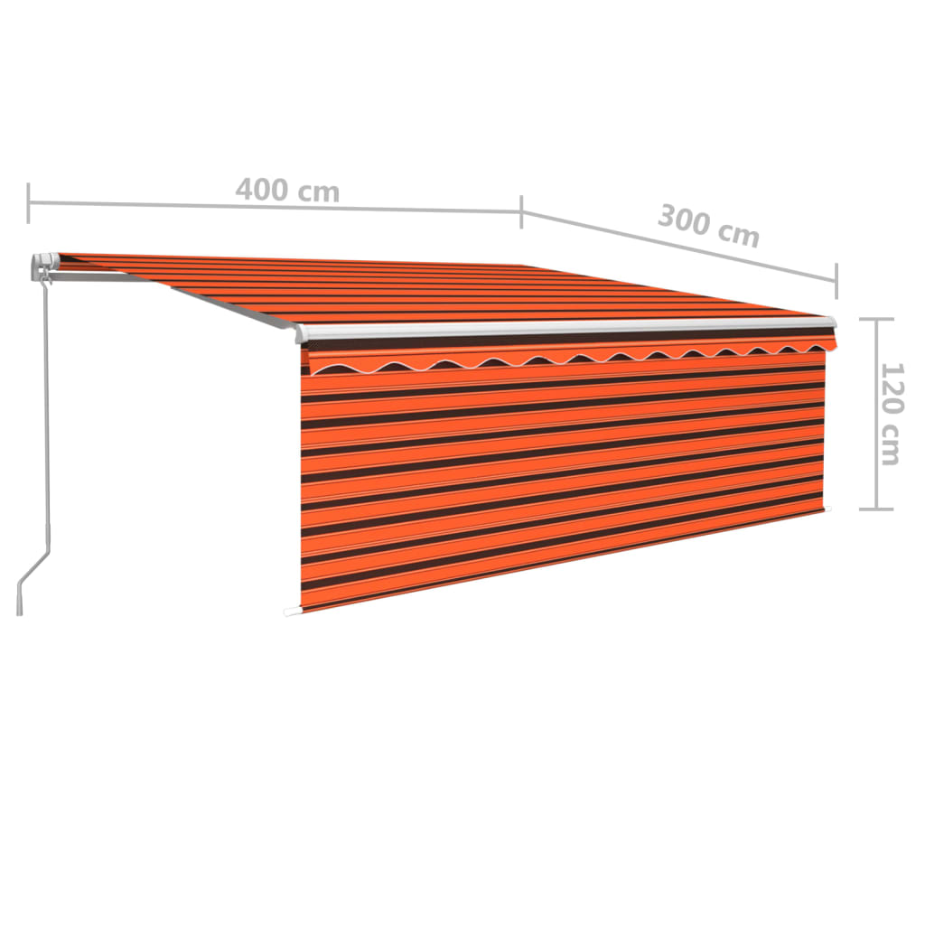 Markise Manuell Einziehbar Mit Rollo & Led Orange & Braun