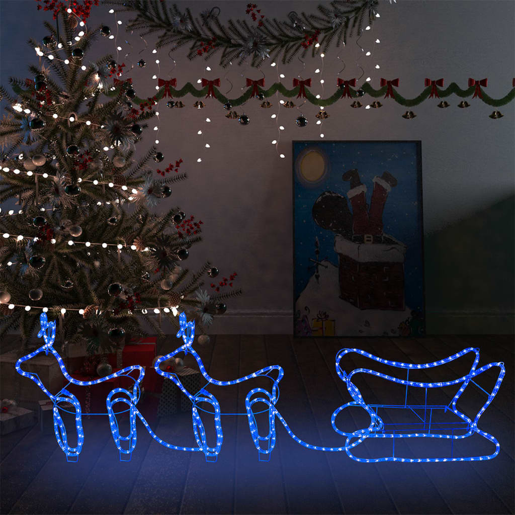 Weihnachtsdekoration Rentiere Und Schlitten Outdoor 576 Leds Blau