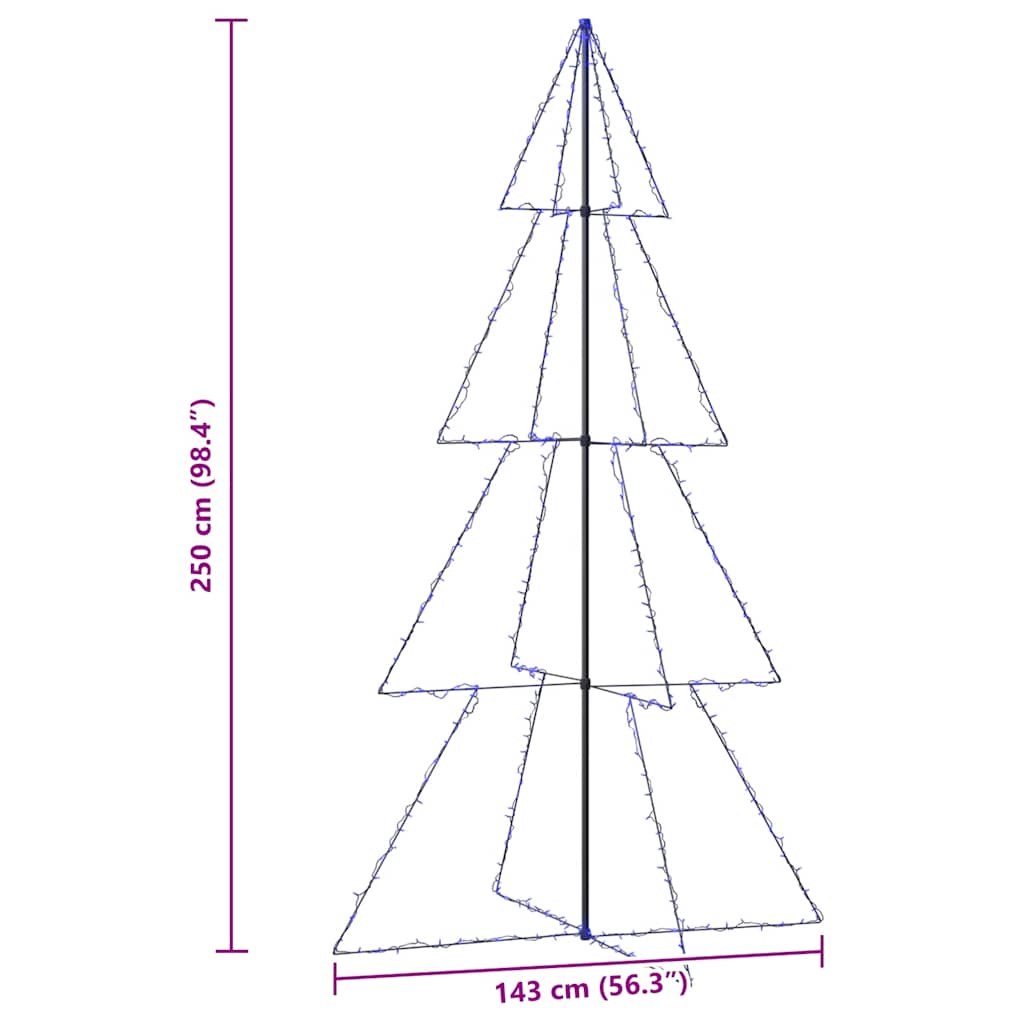 Weihnachtsbaum In Kegelform 360 Leds Indoor Outdoor 143X250 Cm Blau
