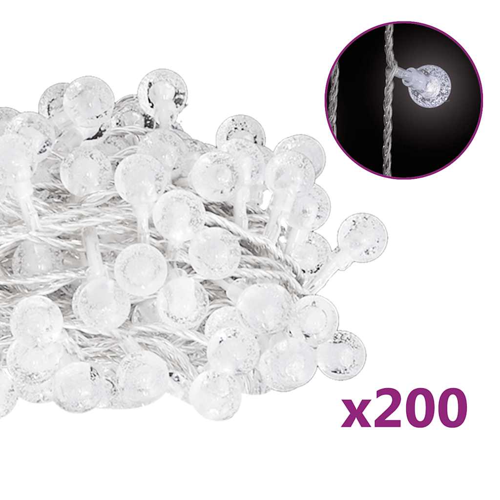 Lichterkette Kugeln 200 Led 8 Funktionen Kaltweiß