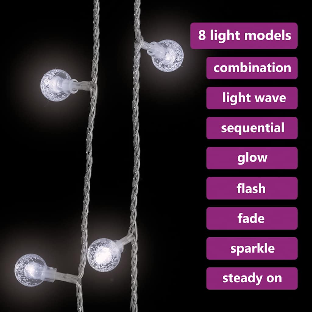 Lichterkette Kugeln 200 Led 8 Funktionen Kaltweiß