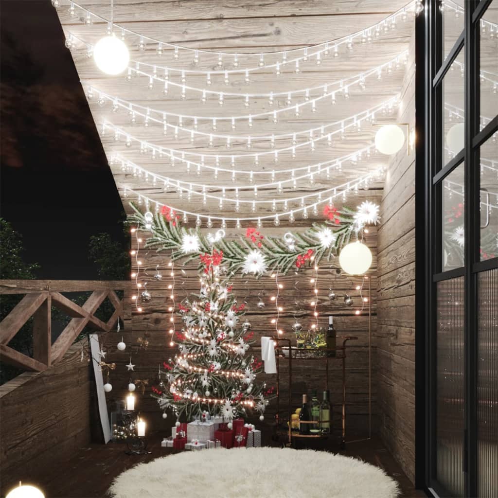 Lichterkette Kugeln 200 Led 8 Funktionen Kaltweiß