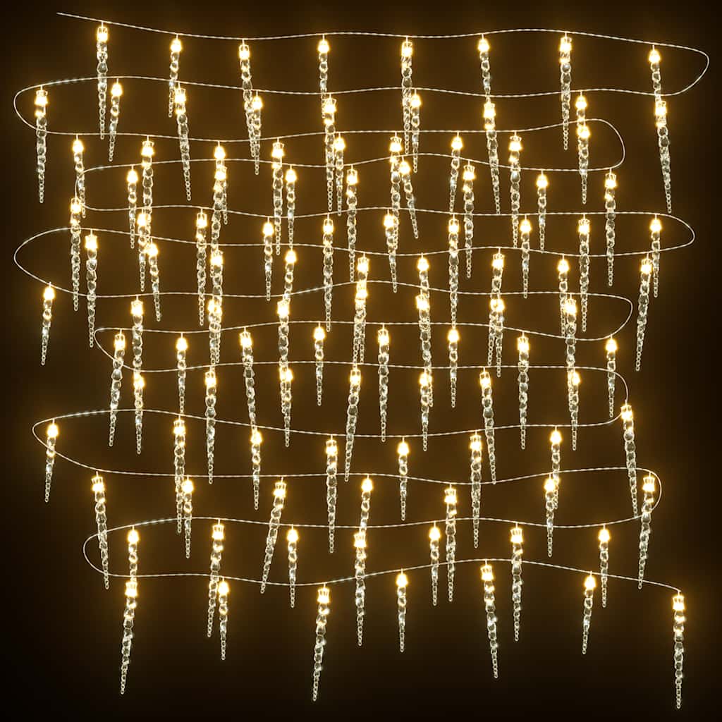 Eiszapfen-Lichterkette 40-Tlg. Acryl Fernbedienung Warmweiß