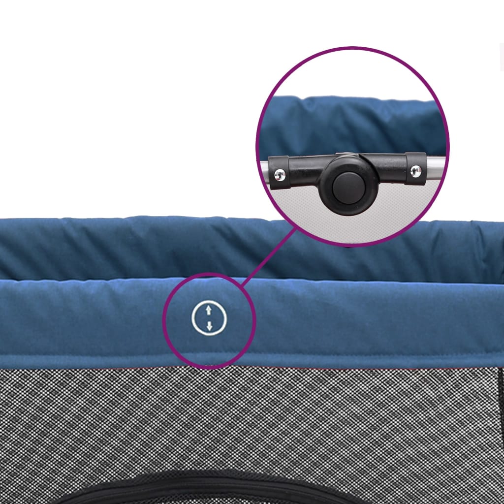 Baby-Laufstall Mit Matratze Marine Leinenstoff