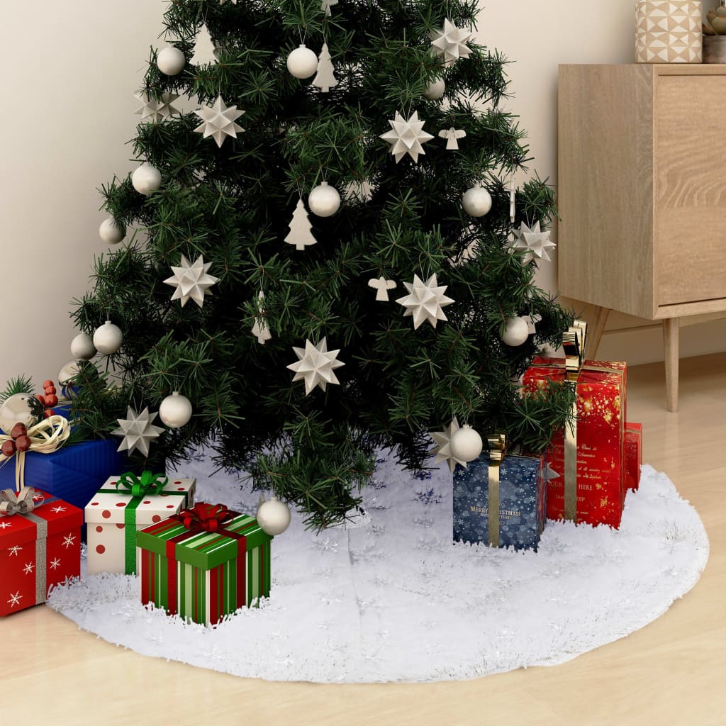 Luxus-Weihnachtsbaumrock Weiß Kunstfell