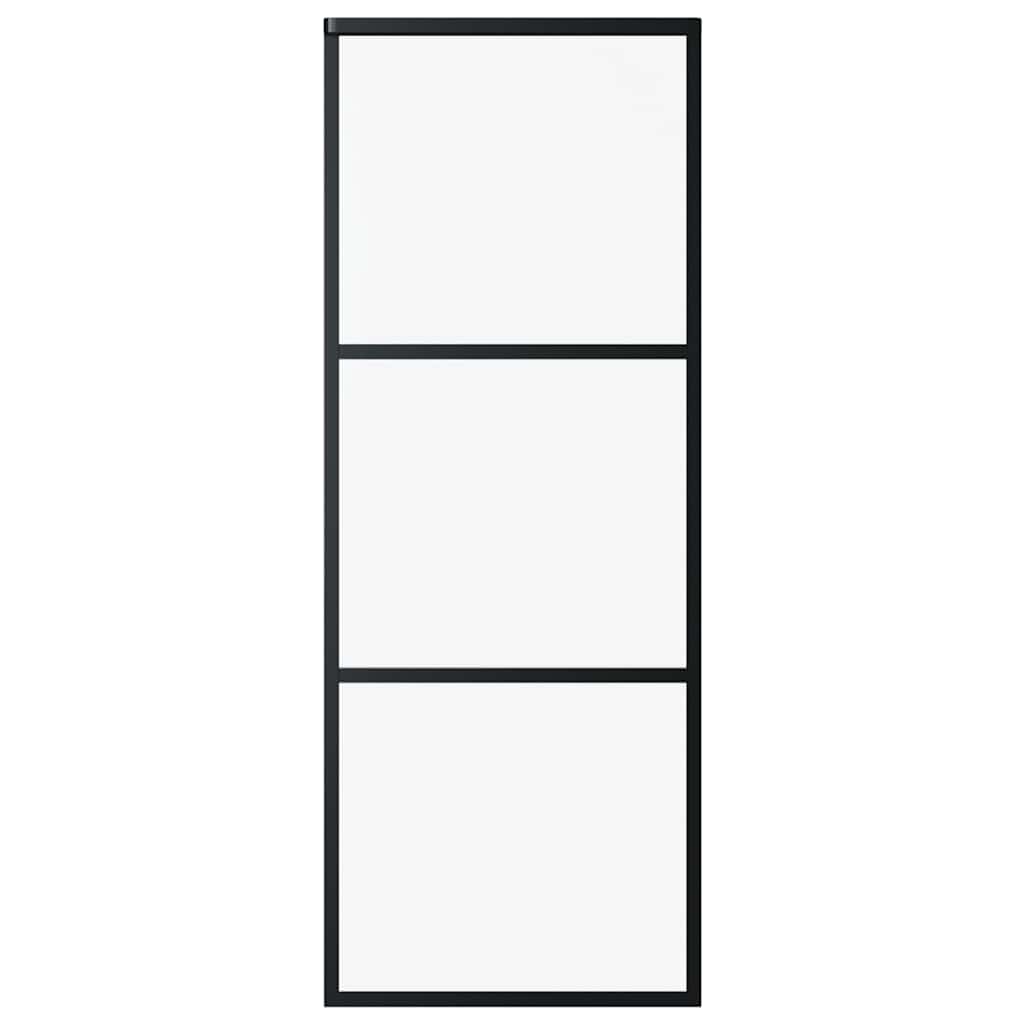 Schiebetür 3-Teilig Esg-Glas Und Aluminium Schwarz