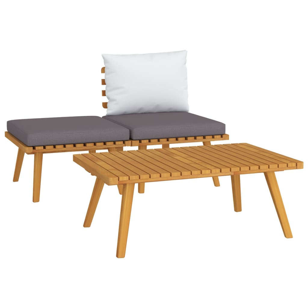 3-Tlg. Garten-Lounge-Set Mit Kissen Massivholz Akazie