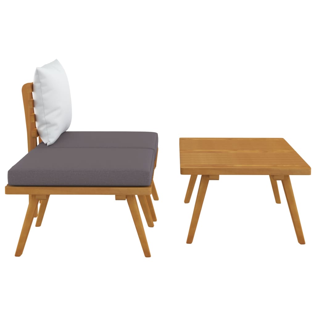 3-Tlg. Garten-Lounge-Set Mit Kissen Massivholz Akazie