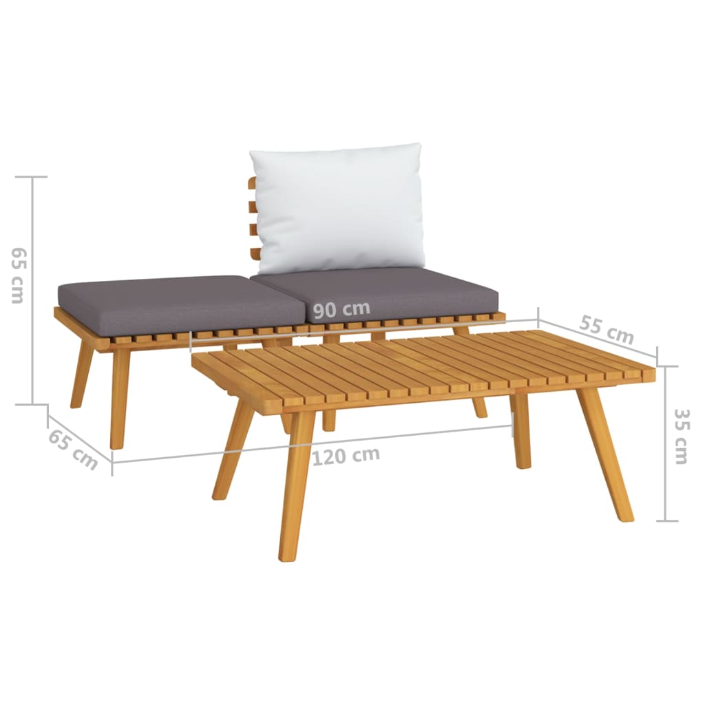 3-Tlg. Garten-Lounge-Set Mit Kissen Massivholz Akazie