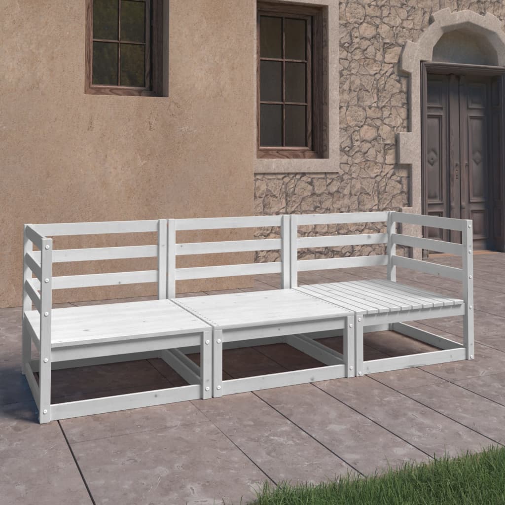 3-Tlg. Garten-Lounge-Set Mit Kissen Kiefer Massivholz
