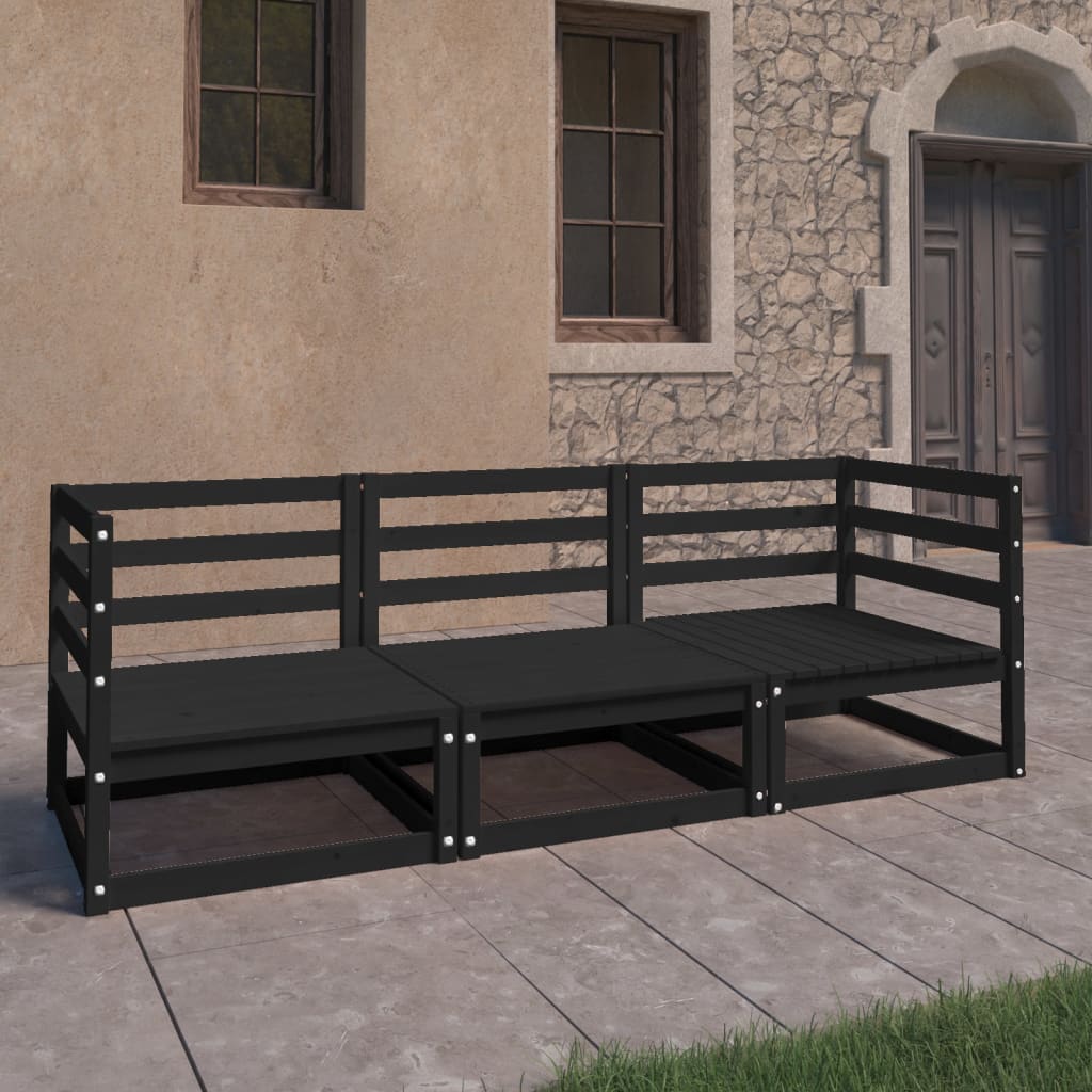 3-Tlg. Garten-Lounge-Set Mit Kissen Kiefer Massivholz