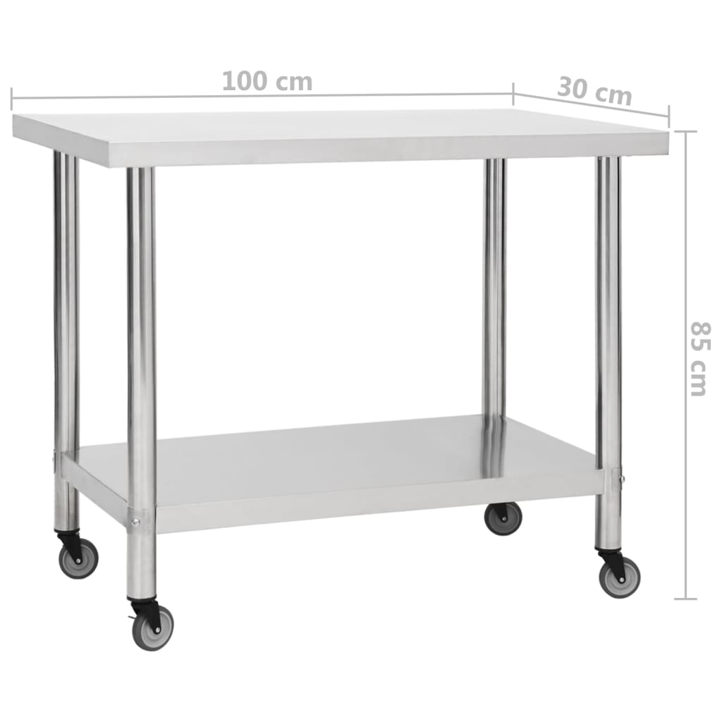 Küchen-Arbeitstisch Mit Rollen Edelstahl