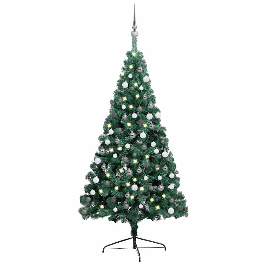 Künstlicher Halb-Weihnachtsbaum Beleuchtung Kugeln Grün