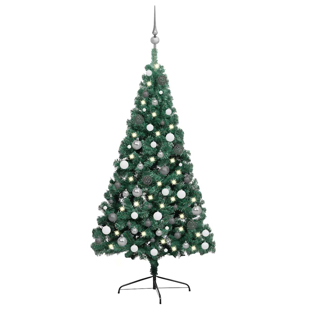 Künstlicher Halb-Weihnachtsbaum Beleuchtung Kugeln Grün