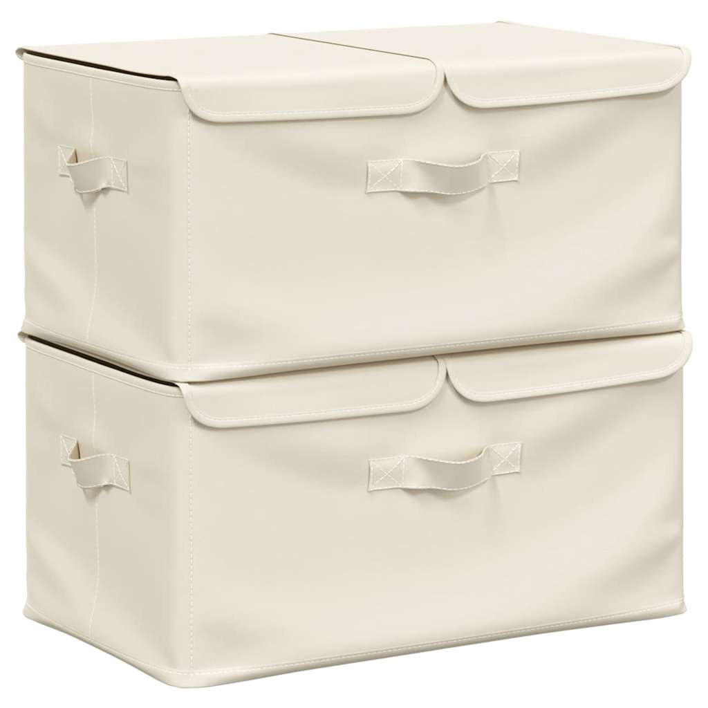 Aufbewahrungsboxen 2 Stk. Stoff Creme