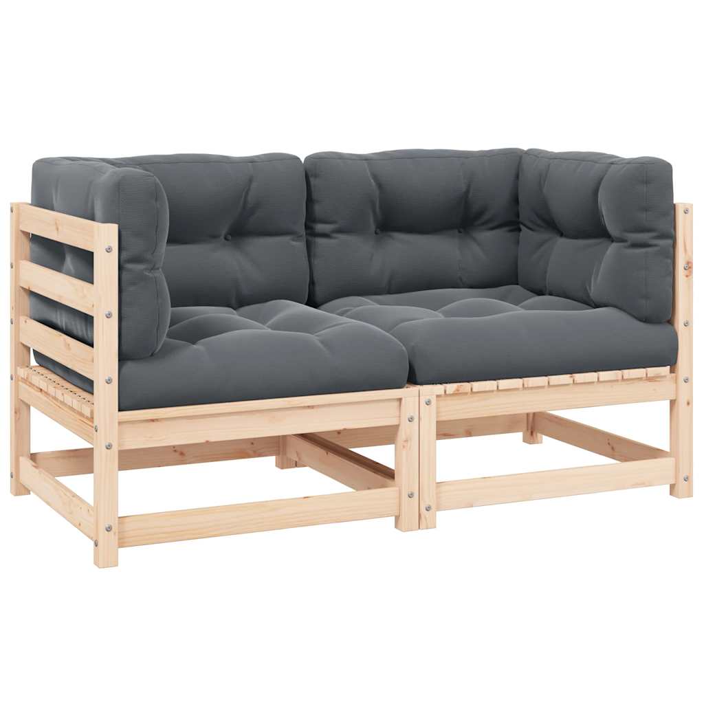 2-Tlg. Garten-Lounge-Set Mit Kissen Kiefer Massivholz