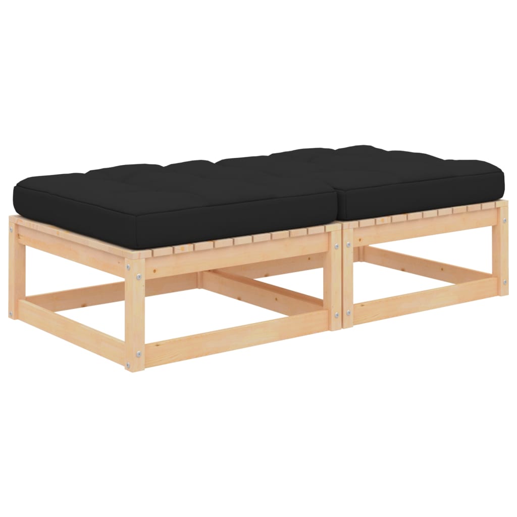 2-Tlg. Garten-Lounge-Set Mit Kissen Kiefer Massivholz