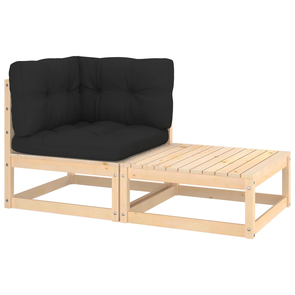 2-Tlg. Garten-Lounge-Set Mit Kissen Kiefer Massivholz
