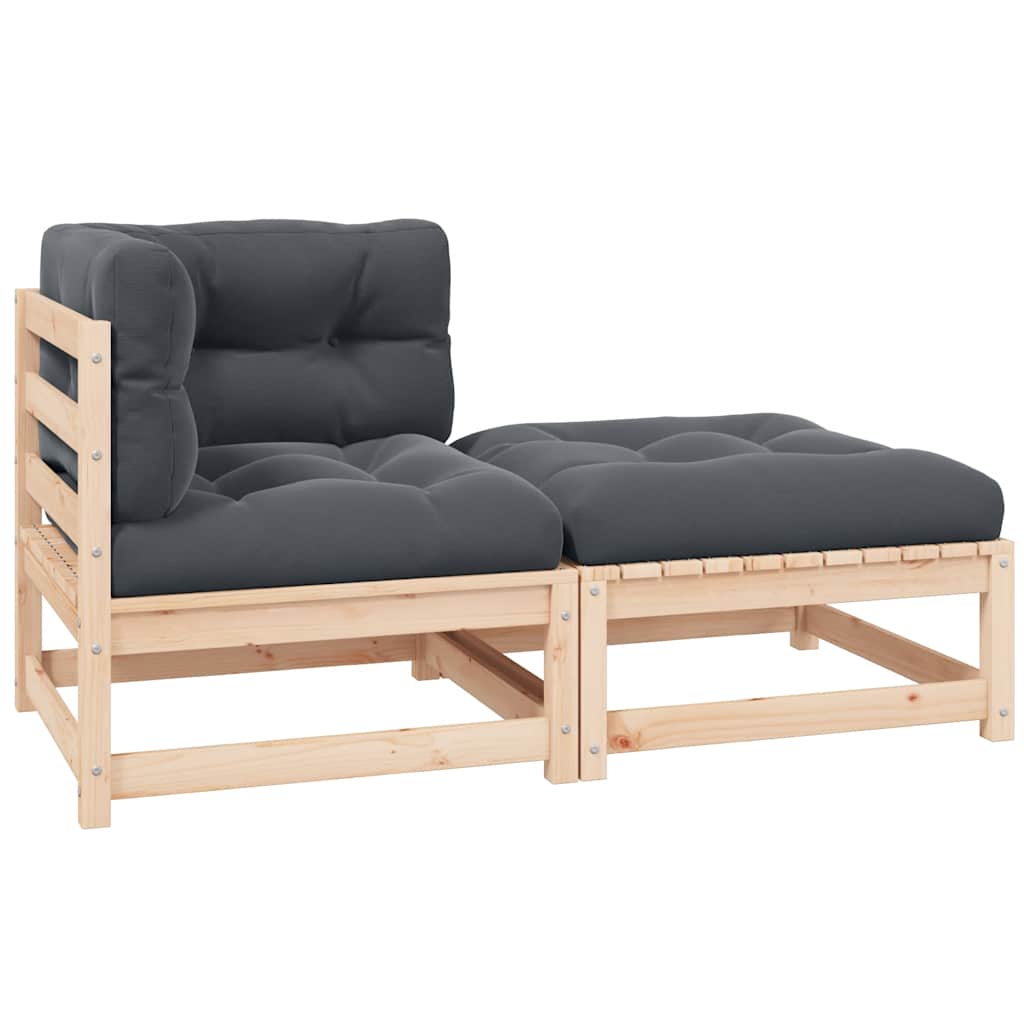 2-Tlg. Garten-Lounge-Set Mit Kissen Kiefer Massivholz