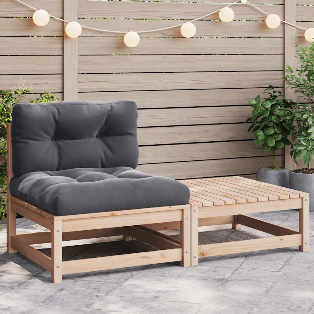 2-Tlg. Garten-Lounge-Set Mit Kissen Kiefer Massivholz