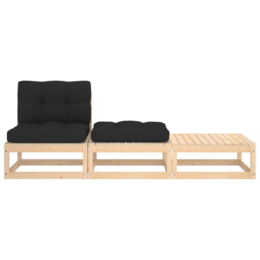 2-Tlg. Garten-Lounge-Set Mit Kissen Kiefer Massivholz