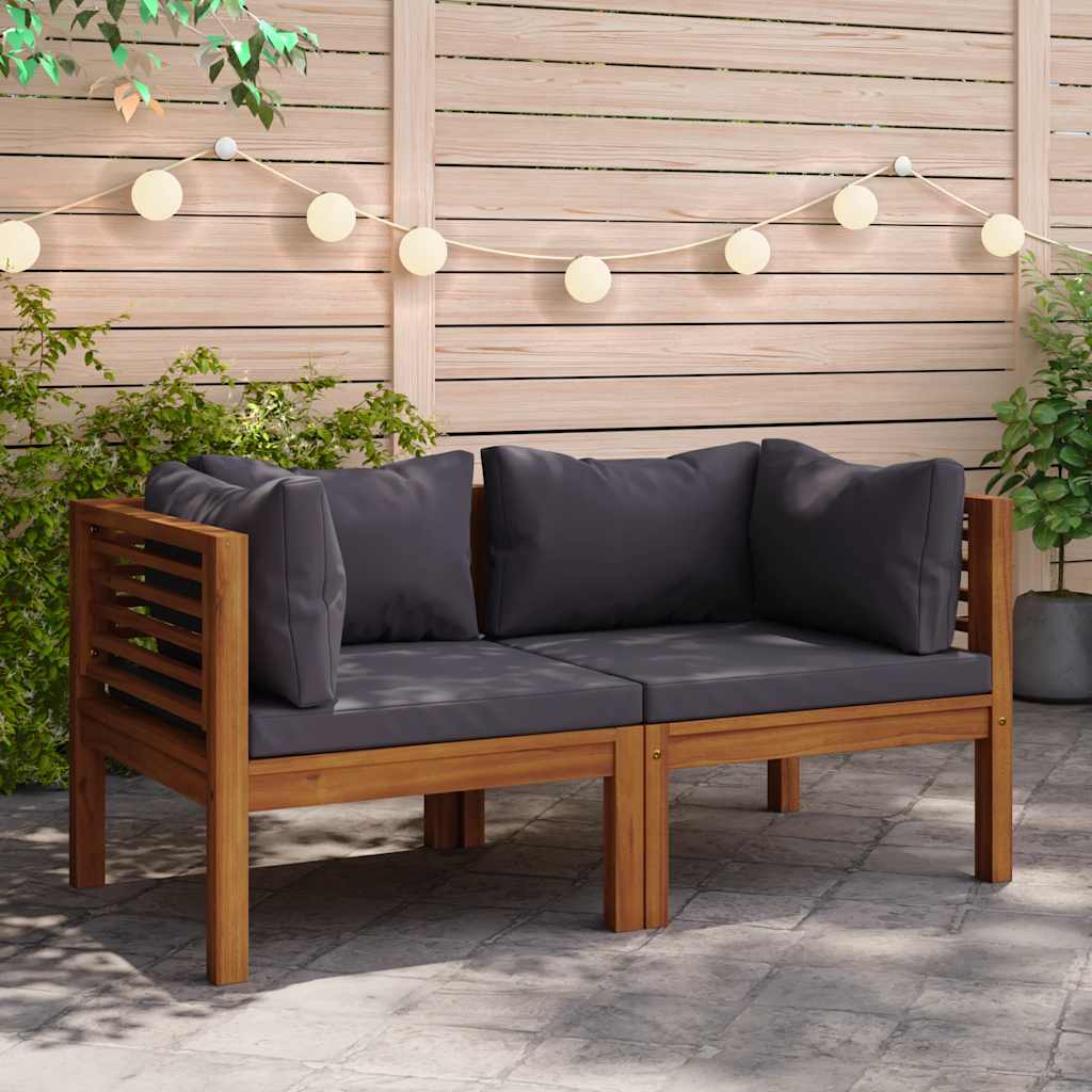 3-Tlg. Garten-Lounge-Set Mit En Kissen Akazienholz