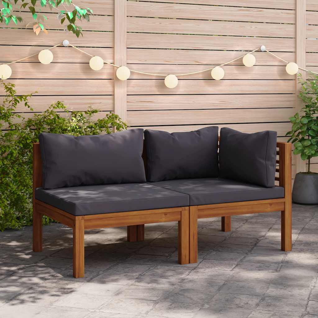 3-Tlg. Garten-Lounge-Set Mit En Kissen Akazienholz