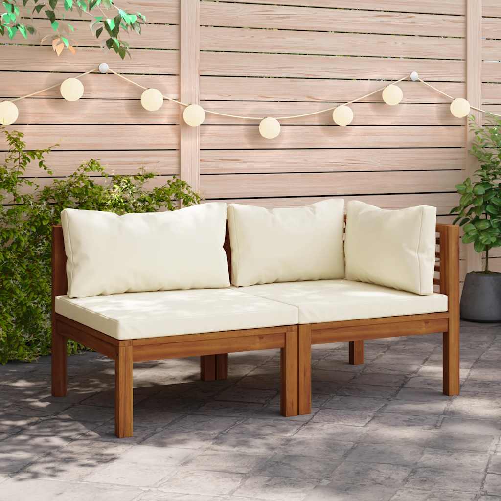 3-Tlg. Garten-Lounge-Set Mit En Kissen Akazienholz