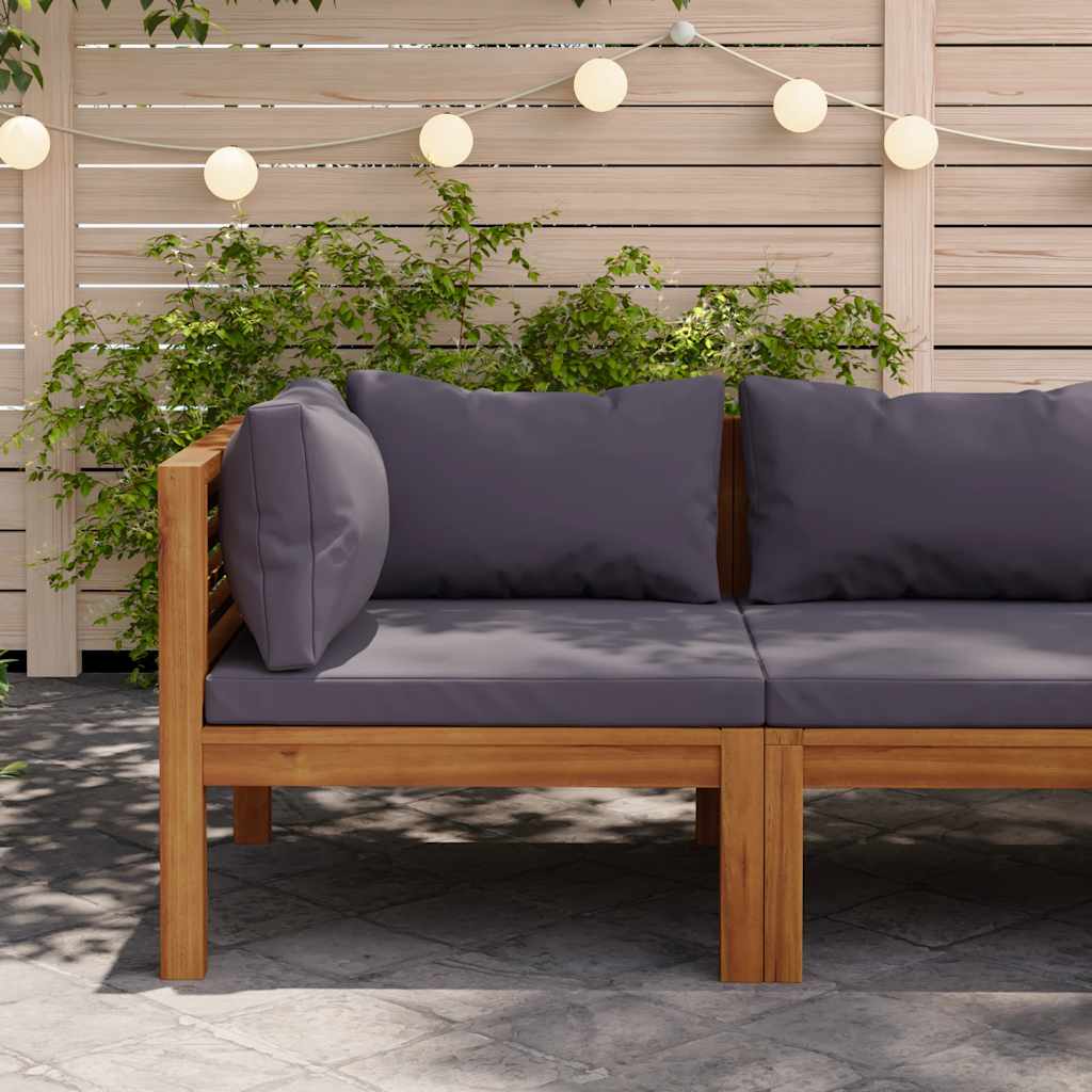 3-Tlg. Garten-Lounge-Set Mit En Kissen Akazienholz
