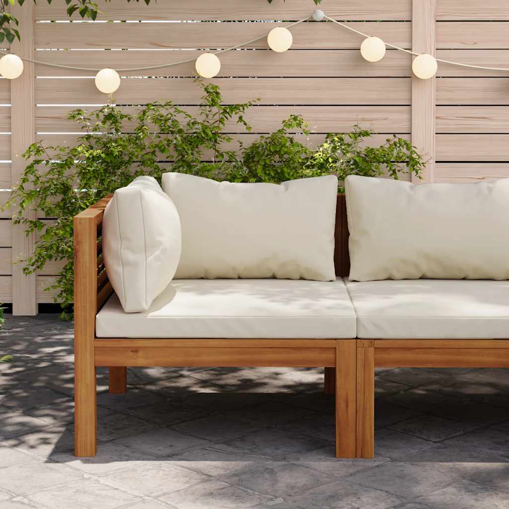 3-Tlg. Garten-Lounge-Set Mit En Kissen Akazienholz