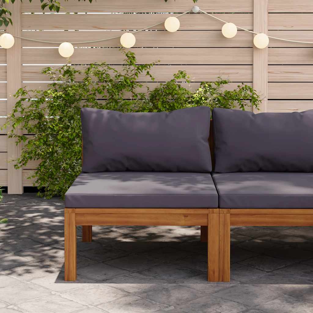3-Tlg. Garten-Lounge-Set Mit En Kissen Akazienholz