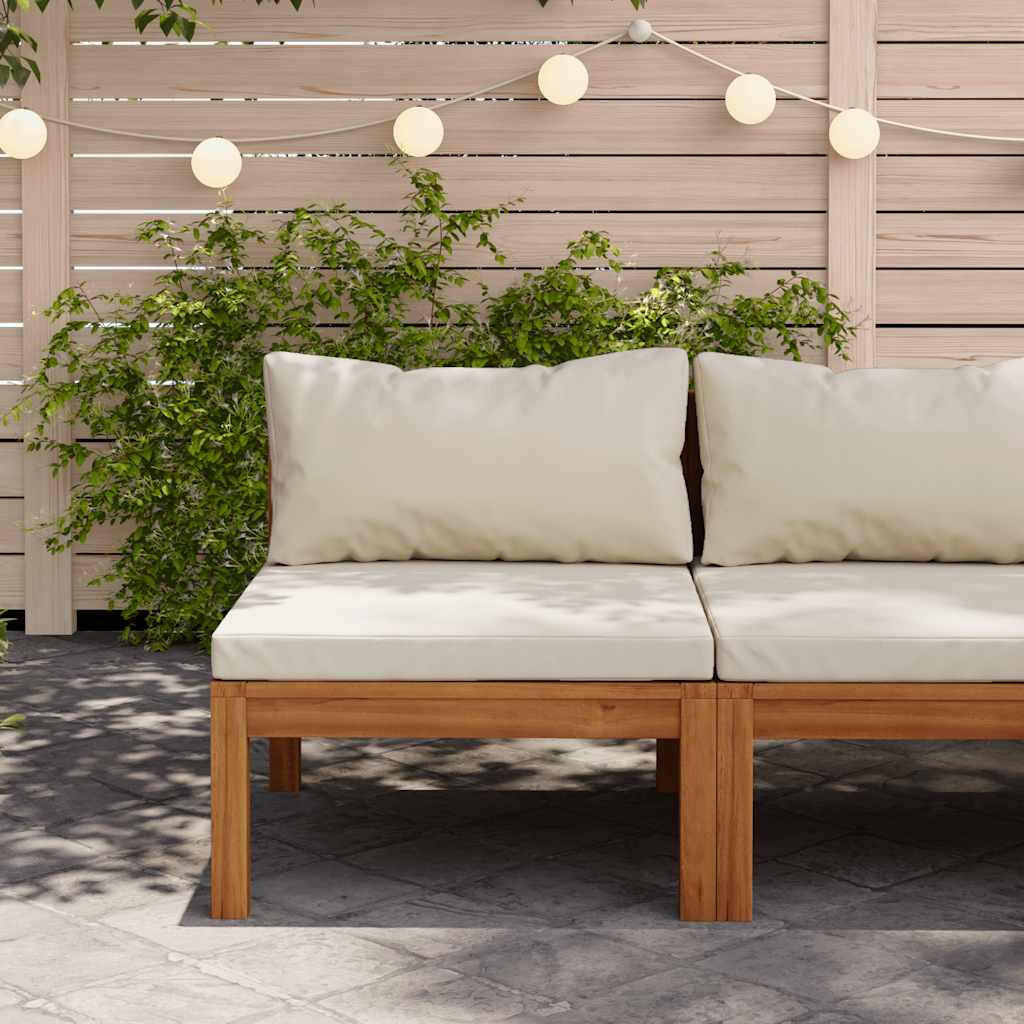 3-Tlg. Garten-Lounge-Set Mit En Kissen Akazienholz