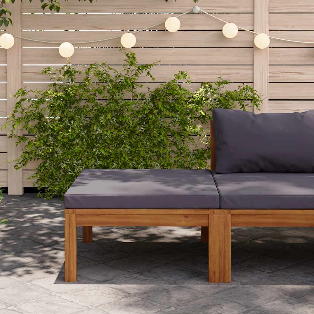 3-Tlg. Garten-Lounge-Set Mit En Kissen Akazienholz
