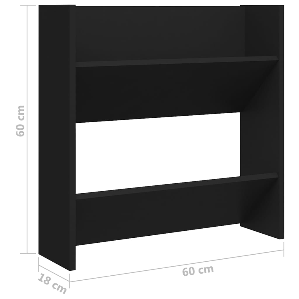 Wand-Schuhschrank 60X18X Holzwerkstoff Schwarz