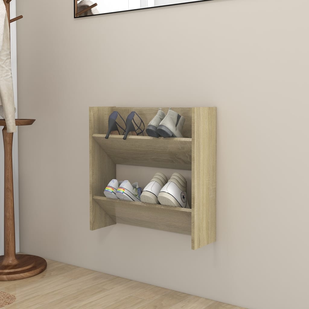 Wand-Schuhschränke 2 Stk. Sonoma-Eiche 60X18X90Cm Holzwerkstoff Sonoma Eiche