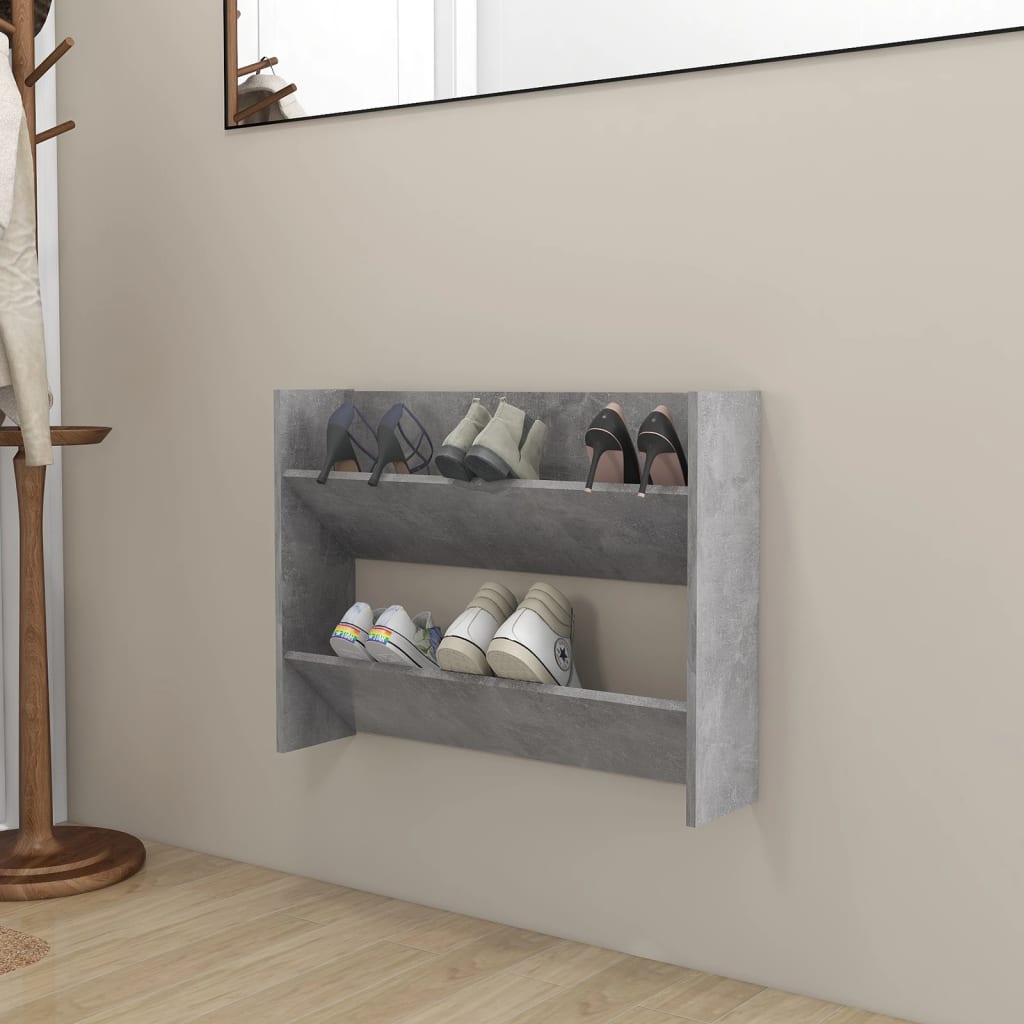Wand-Schuhschränke 2 Stk. 60X18X Holzwerkstoff Betongrau