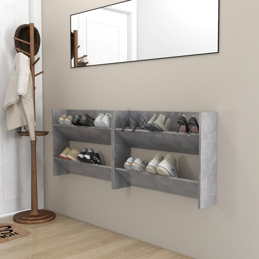 Wand-Schuhschränke 2 Stk. 60X18X Holzwerkstoff Betongrau