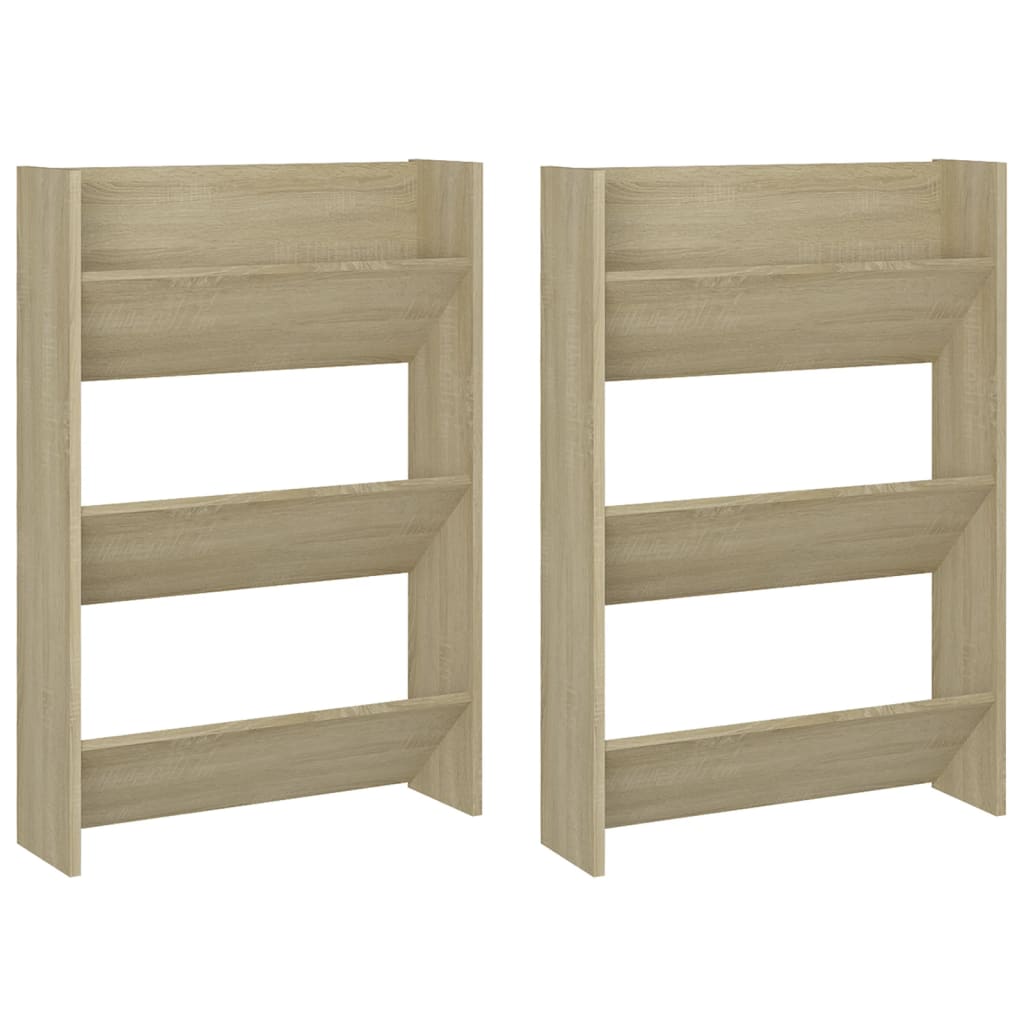 Wand-Schuhschränke 2 Stk. Sonoma-Eiche 60X18X90Cm Holzwerkstoff Sonoma Eiche