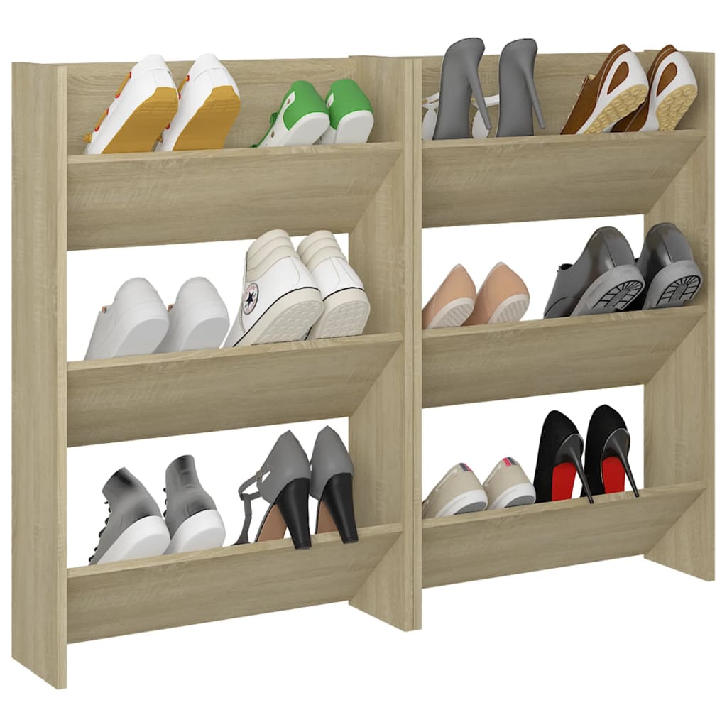 Wand-Schuhschränke 2 Stk. Sonoma-Eiche 60X18X90Cm Holzwerkstoff Sonoma Eiche