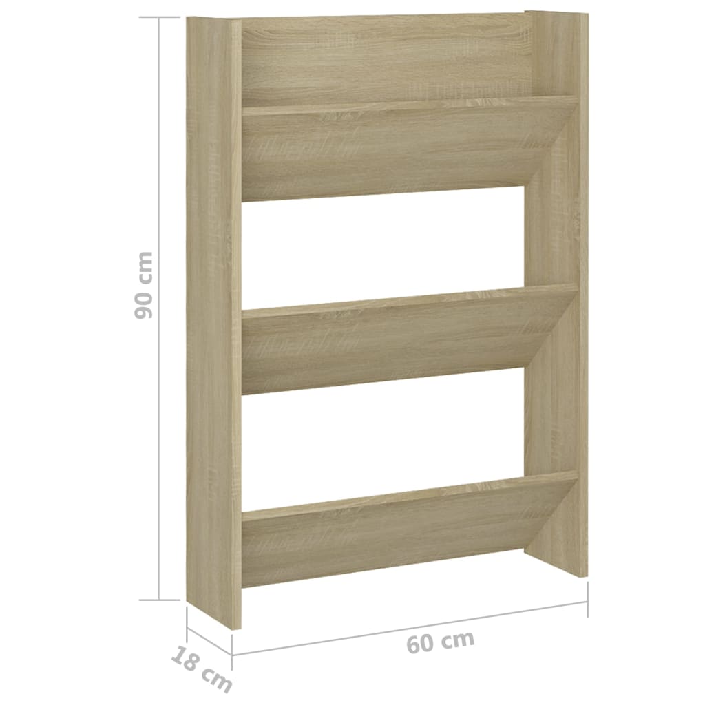 Wand-Schuhschränke 2 Stk. Sonoma-Eiche 60X18X90Cm Holzwerkstoff Sonoma Eiche