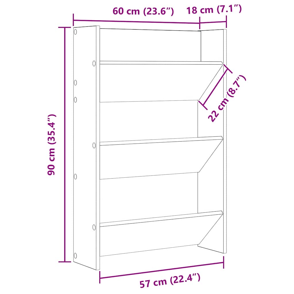 Wand-Schuhschränke 2 Stk. Sonoma-Eiche 60X18X90Cm Holzwerkstoff Sonoma Eiche
