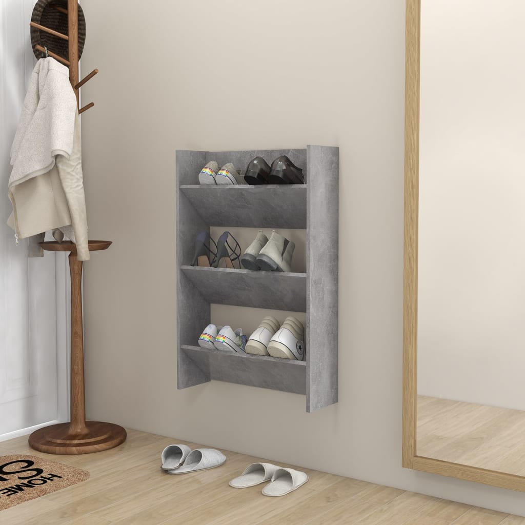 Wand-Schuhschränke 2 Stk. 60X18X Holzwerkstoff Betongrau