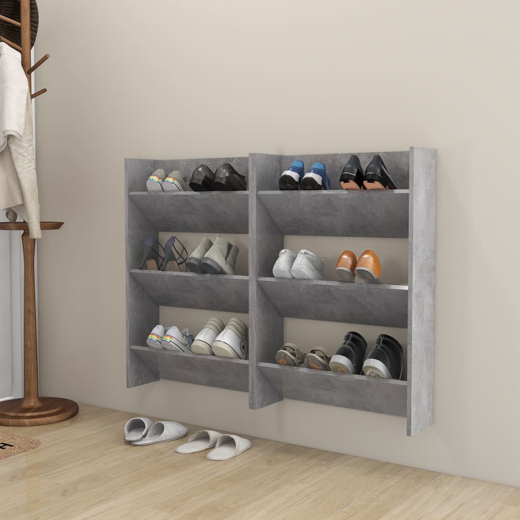 Wand-Schuhschränke 2 Stk. 60X18X Holzwerkstoff Betongrau