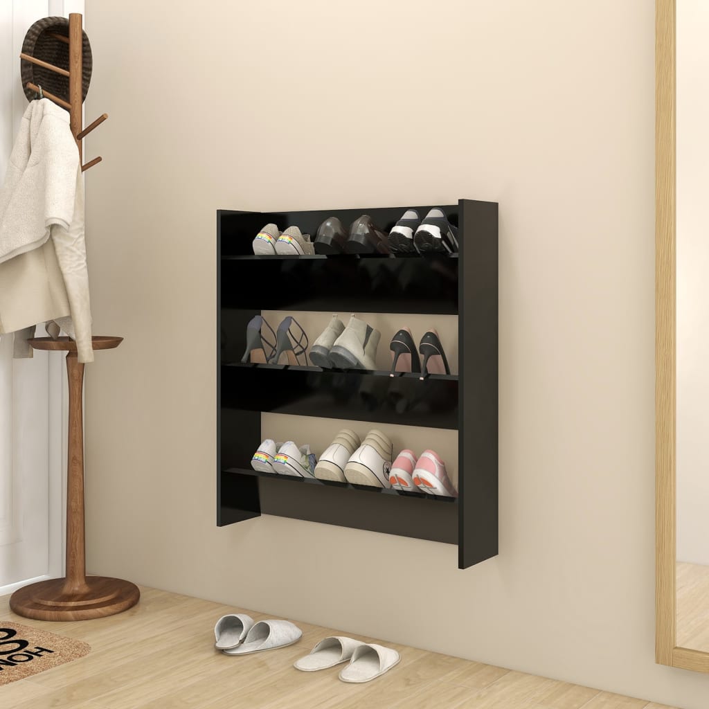 Wand-Schuhschrank 60X18X Holzwerkstoff Schwarz