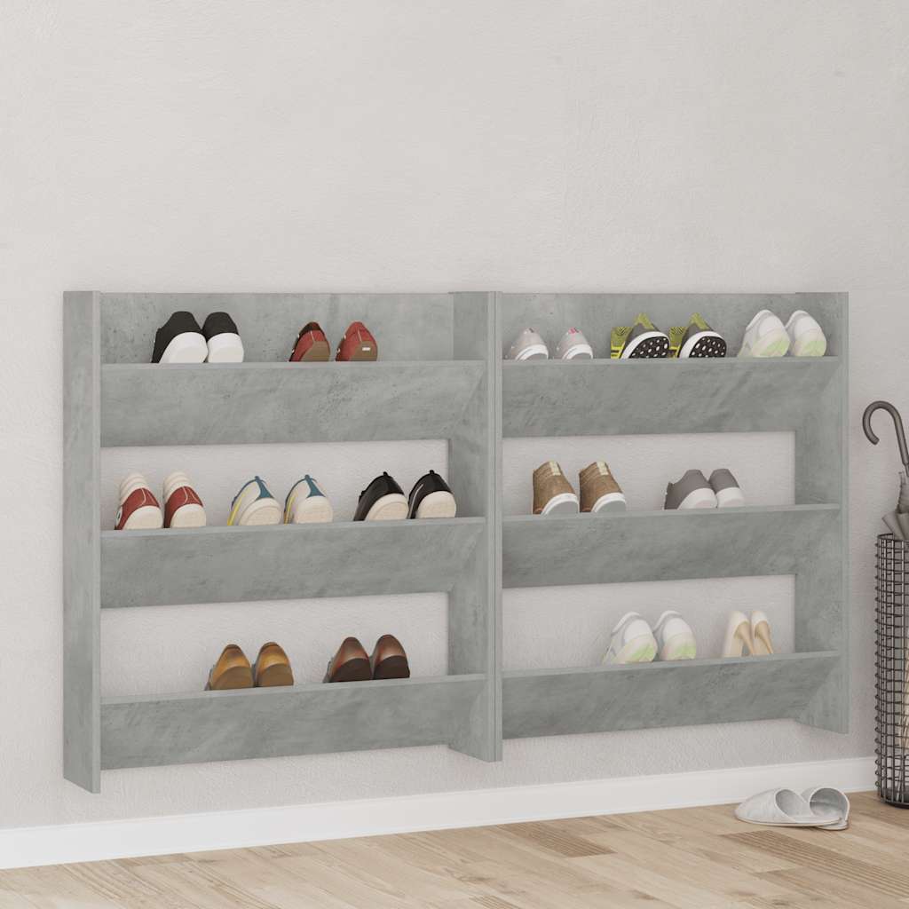 Wand-Schuhschränke 2 Stk. 60X18X Holzwerkstoff Betongrau