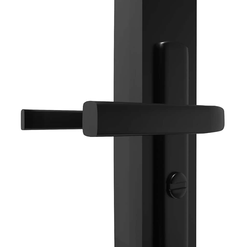 Innentür Esg Glas Und Aluminium 76X201,5 Cm Schwarz Schwarz Und Transparent