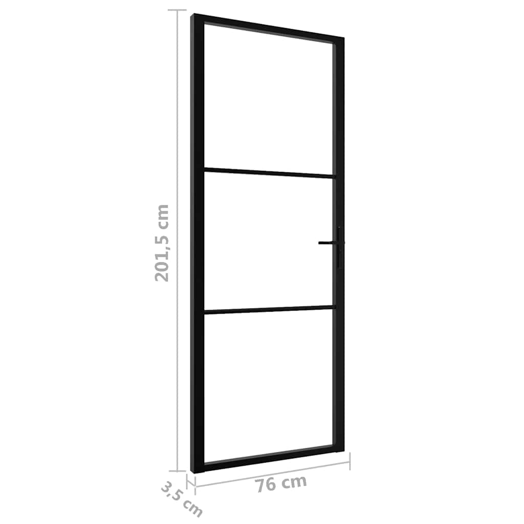 Innentür Esg Glas Und Aluminium 76X201,5 Cm Schwarz Schwarz Und Transparent